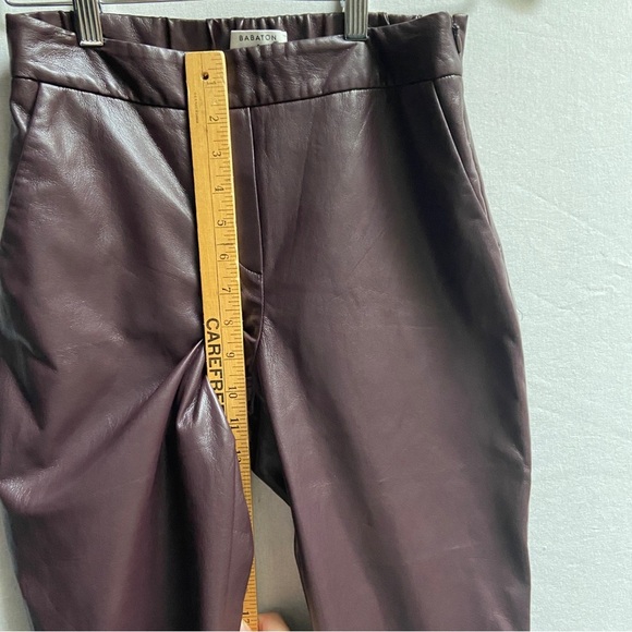 Babaton Aritzia Conan vegan faux leather burgundy trouser pants Sz 2 - Picture 13 of 14
